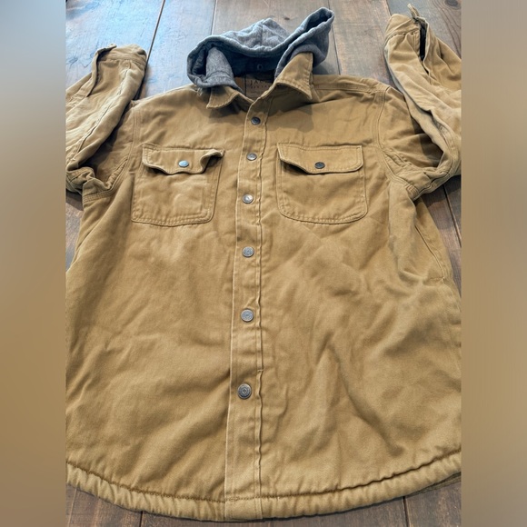 SOLD ✅ Jachs New York Men’s Heavyweight Sherpa Lined Khaki Jacket Hoodie Sz:L - Picture 2 of 14